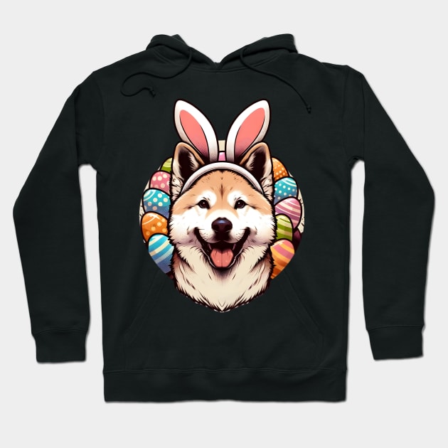 Happy Jindo Wears Bunny Ears for Easter Celebration Hoodie by ArtRUs